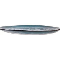 Assiette galet en grès bleu d27.5cm - au gres du temps