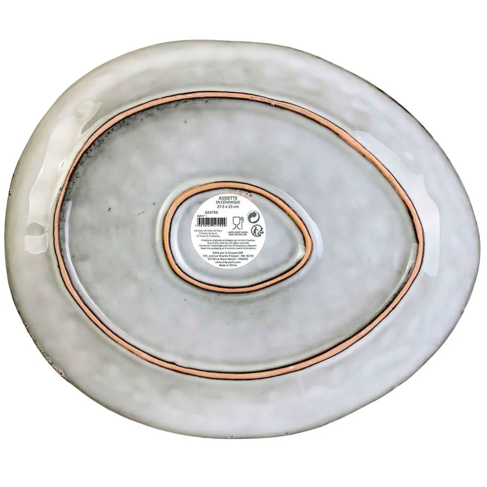 Assiette galet en grès gris d27.5cm - au gres du temps