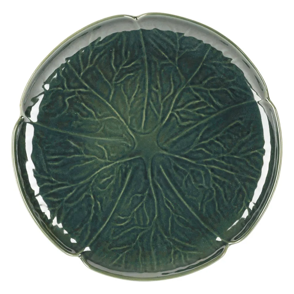 Assiette plate chou en grès vert d27cm