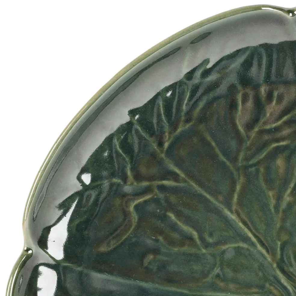 Assiette plate chou en grès vert d27cm