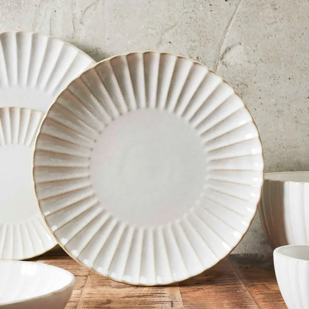 Assiette plate en céramique beige d27cm - Vlora