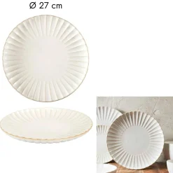 Assiette plate en céramique beige d27cm - Vlora