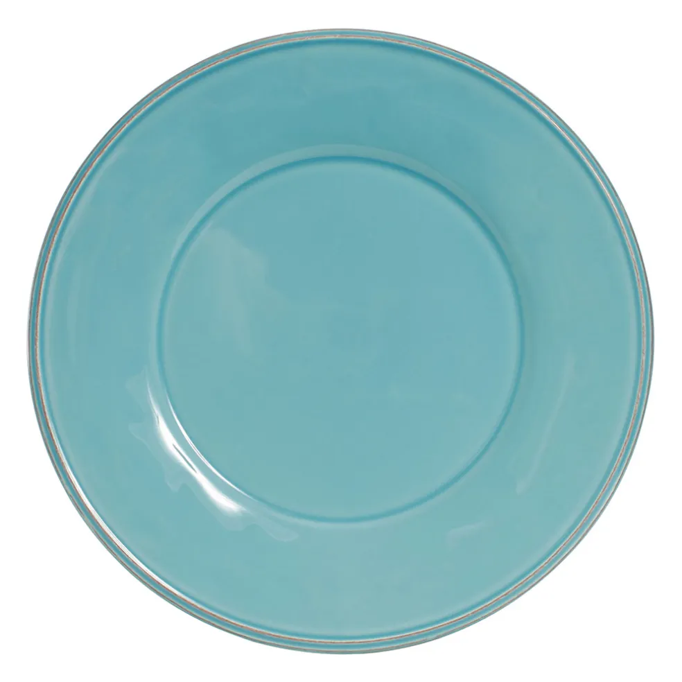 Assiette plate en faïence turquoise d28.5cm - constance