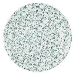 Assiette plate en faïence vert d26cm - p'tites fleurs