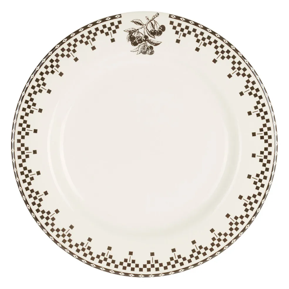 Assiette plate en faïence anthracite d27cm - Damier