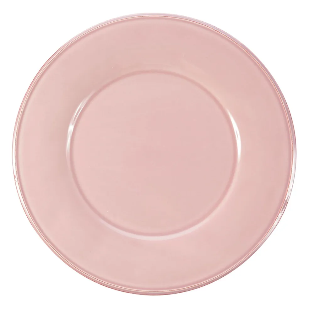 Assiette plate en faïence rose poudré d28.5cm - constance