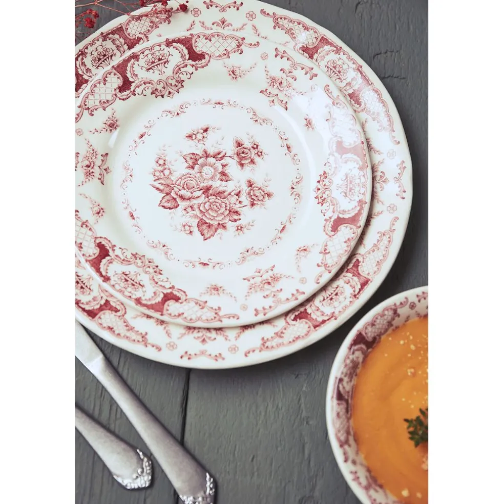 Assiette plate en faience bordeaux d26cm - clothilde