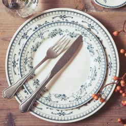 Assiette plate en faience bleu ancien d26cm - faustine