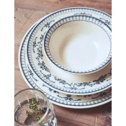 Assiette plate en faience bleu ancien d26cm - faustine