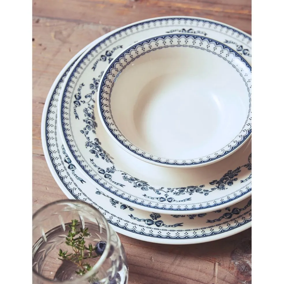 Assiette plate en faience bleu ancien d26cm - faustine