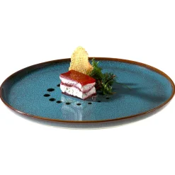 Assiette plate en grès bleu d27cm - Volga
