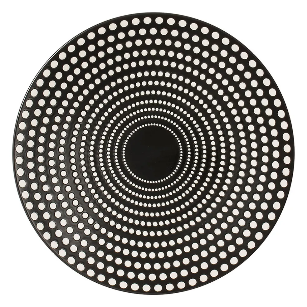 Assiette plate en grès pois noir d27cm - galaxy