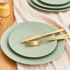 Assiette plate en grès sauge d27cm - Vesuvio