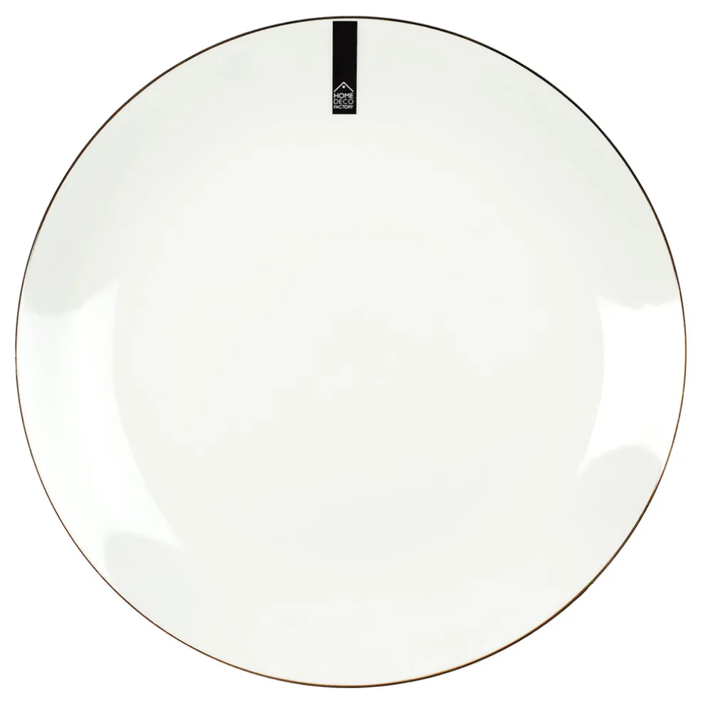 Assiette plate en porcelaine lisere doré d26cm