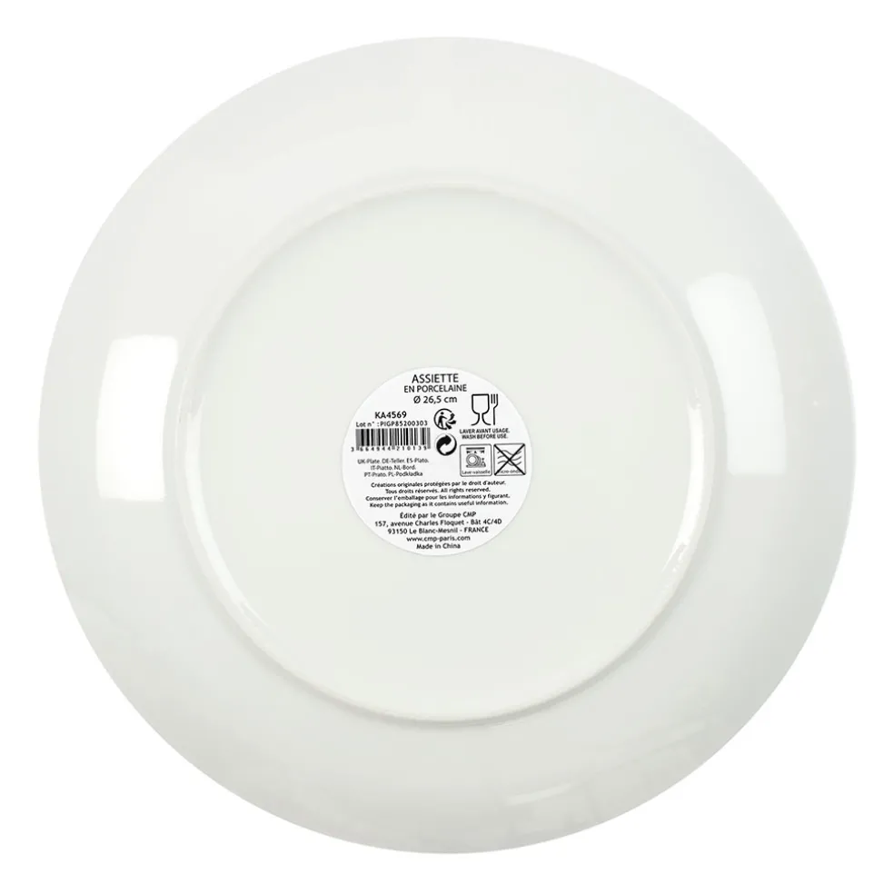 Assiette plate en porcelaine lisere doré d26cm