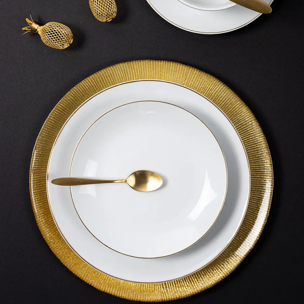 Assiette plate en porcelaine lisere doré d26cm