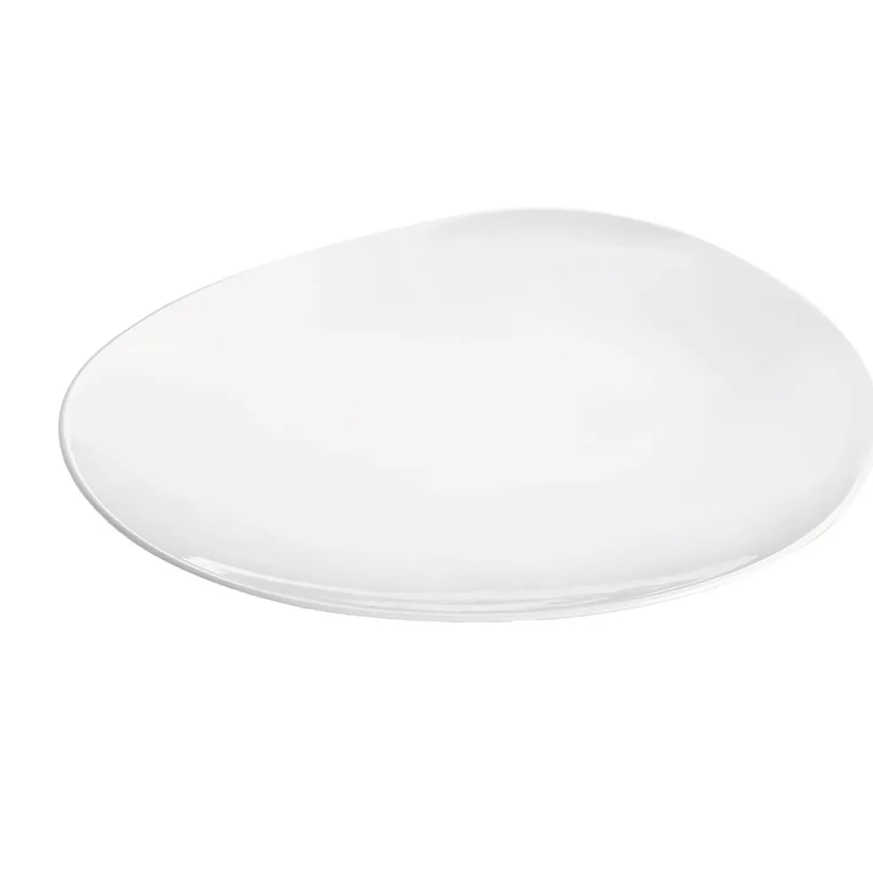 Assiette plate en porcelaine blanc d28cm - Galet