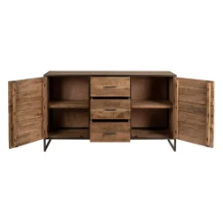 Bahut en acacia et fer noir l150cm - Factory