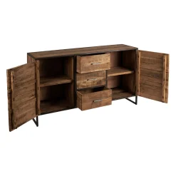 Bahut en acacia et fer noir l150cm - Factory