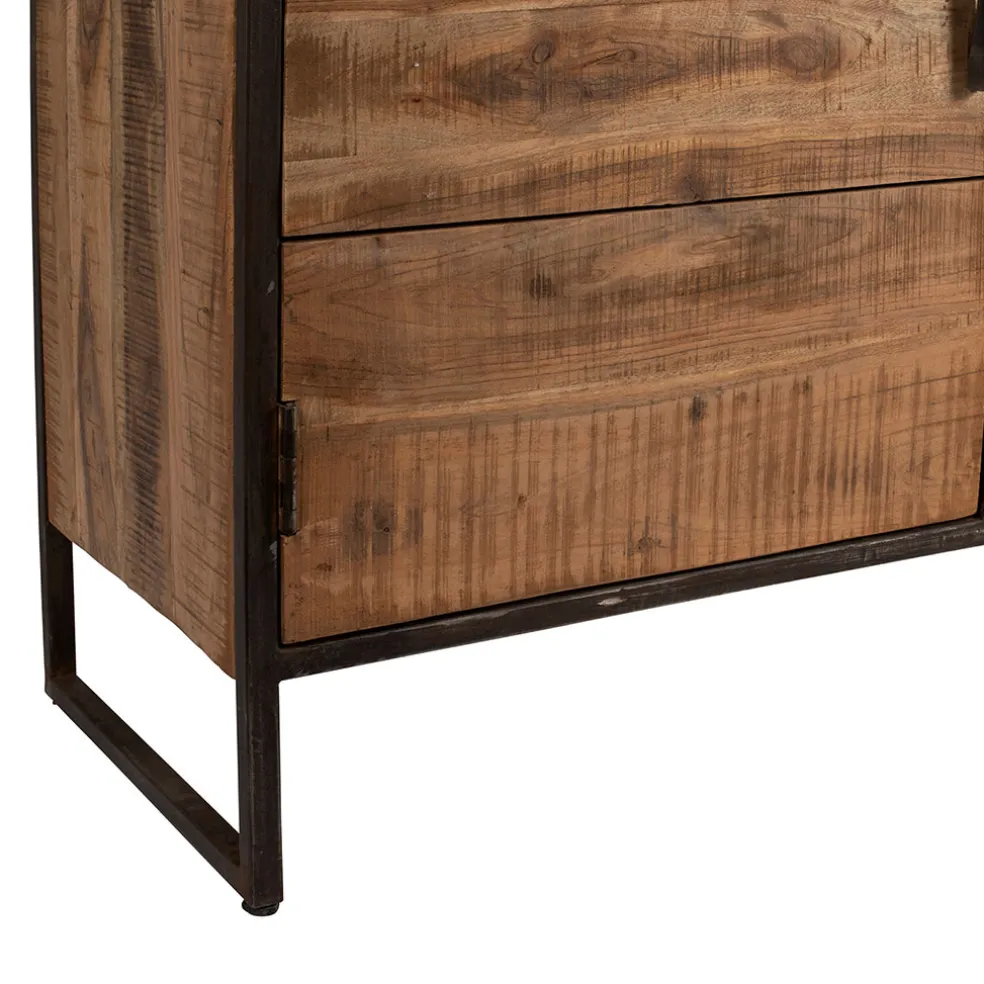 Bahut en acacia et fer noir l150cm - Factory