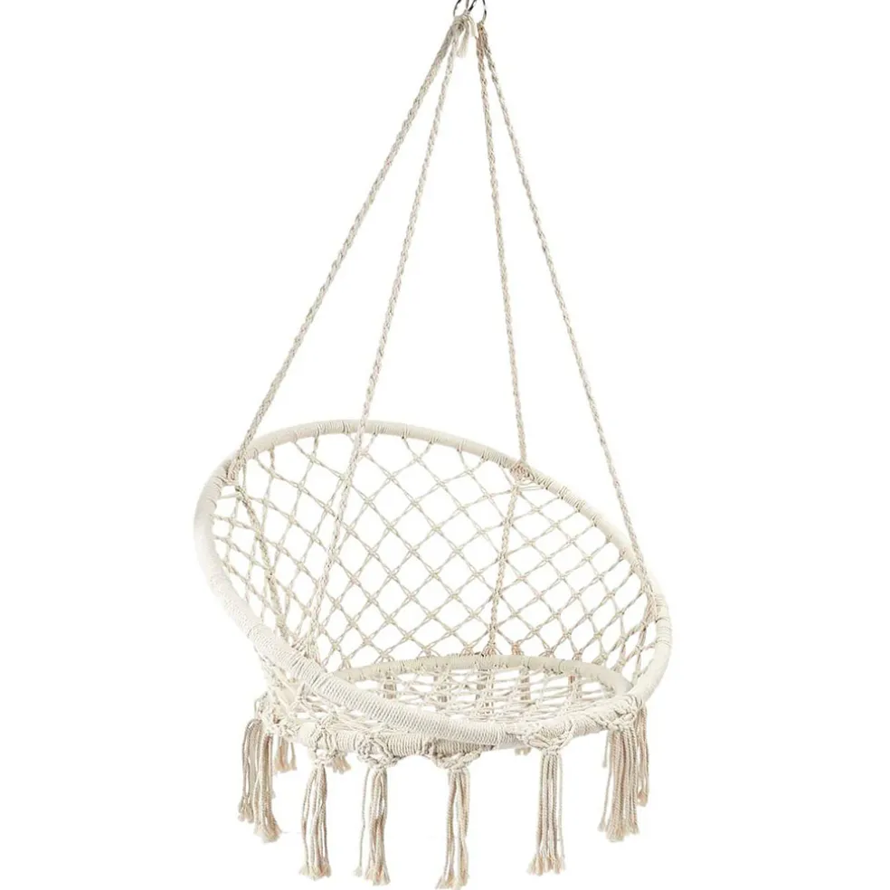 Balancelle macramé en coton beige - Terre inconnue