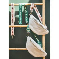 Banane en lin et coton écru et émeraude avec bandoulière amovible - Bananez