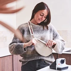 Banane en lin et coton écru et terracotta avec bandoulière amovible - Bananez