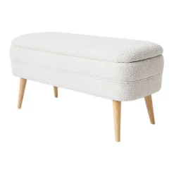 Banc coffre bouclette blanc - Eleonor