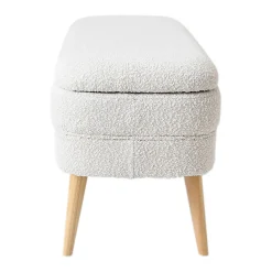 Banc coffre bouclette blanc - Eleonor