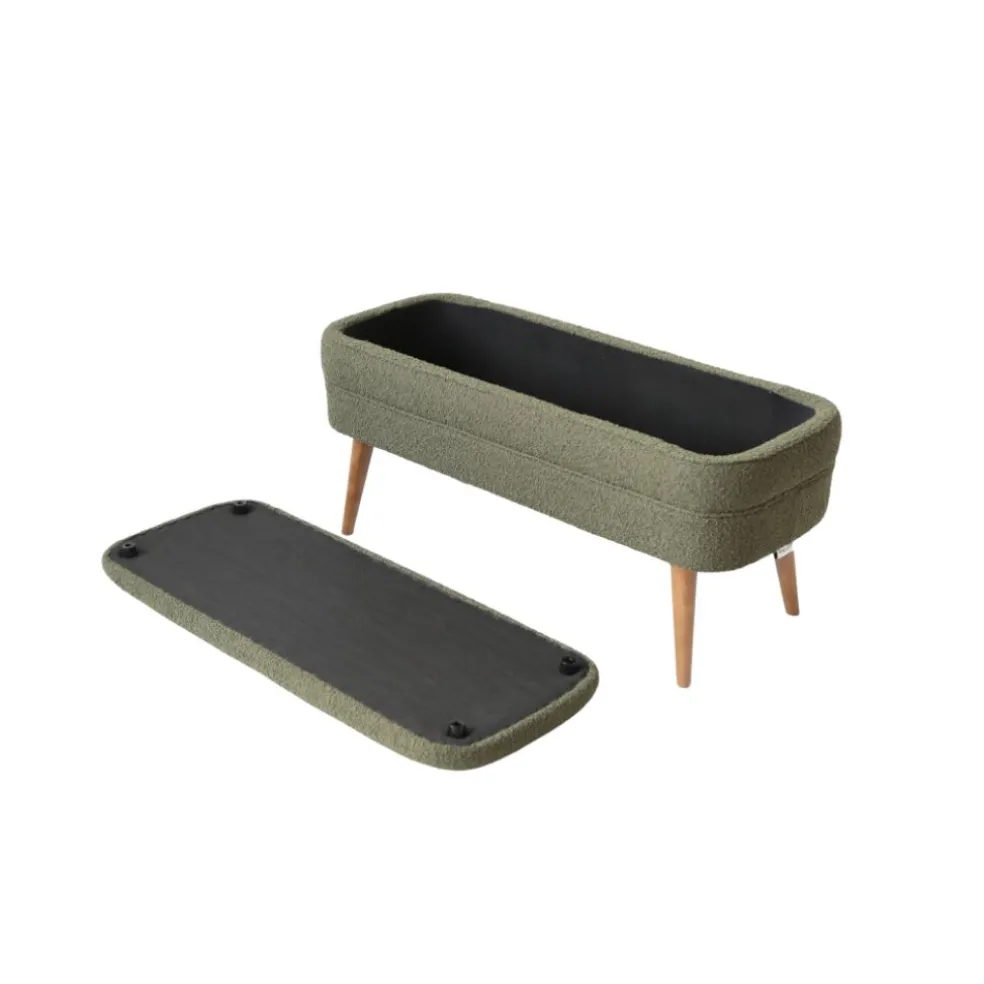 Banc coffre bouclette vert - Eleonor