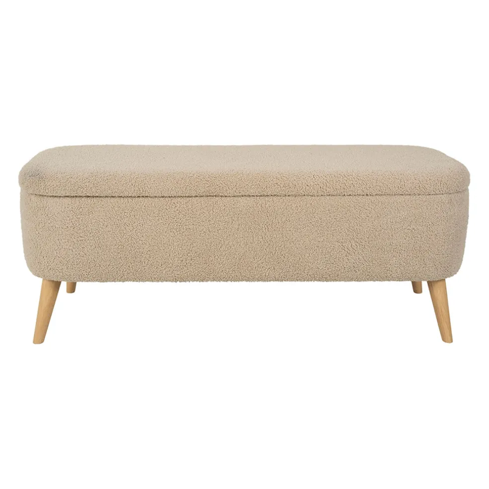 Banc coffre en bouclette sable - Claudine