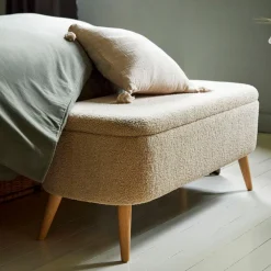 Banc coffre en bouclette sable - Claudine