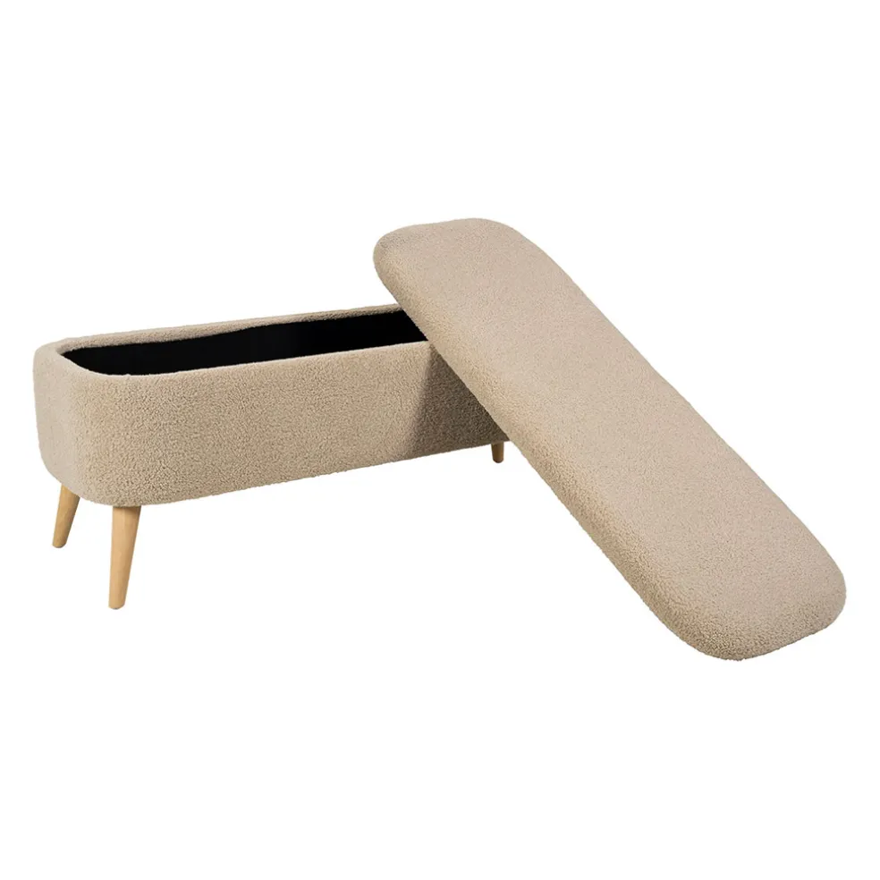 Banc coffre en bouclette sable - Claudine