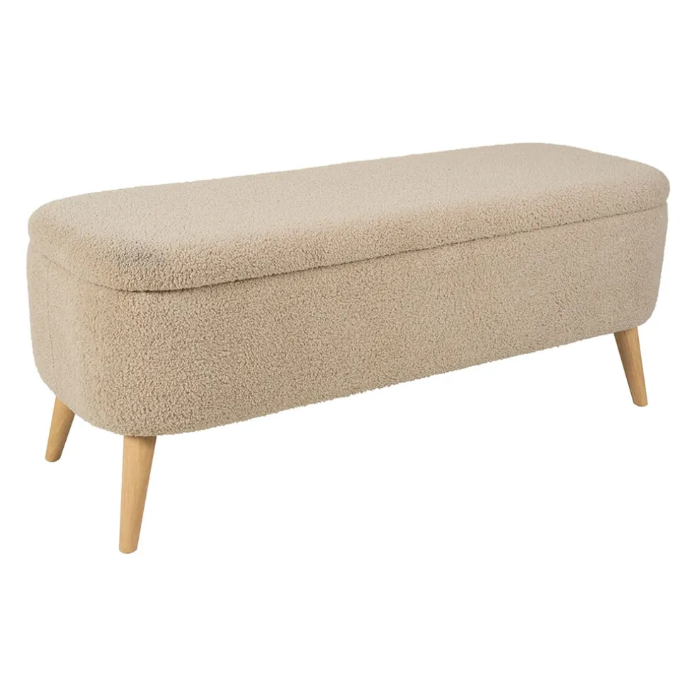 Banc coffre en bouclette sable - Claudine