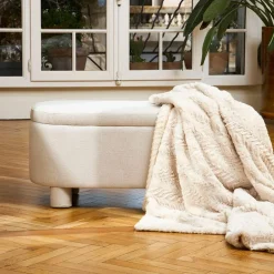 Banc coffre en tissu écru - Tessia