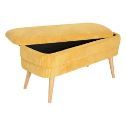 Banc coffre en velours côtelé moutarde - Eleonor