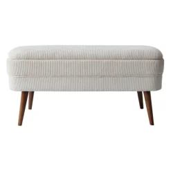 Banc coffre en velours côtelé écru - Eleonor