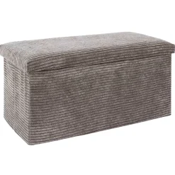 Banc coffre pliable en tissu côtelé taupe - Scarlett