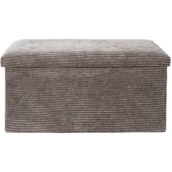 Banc coffre pliable en tissu côtelé taupe - Scarlett
