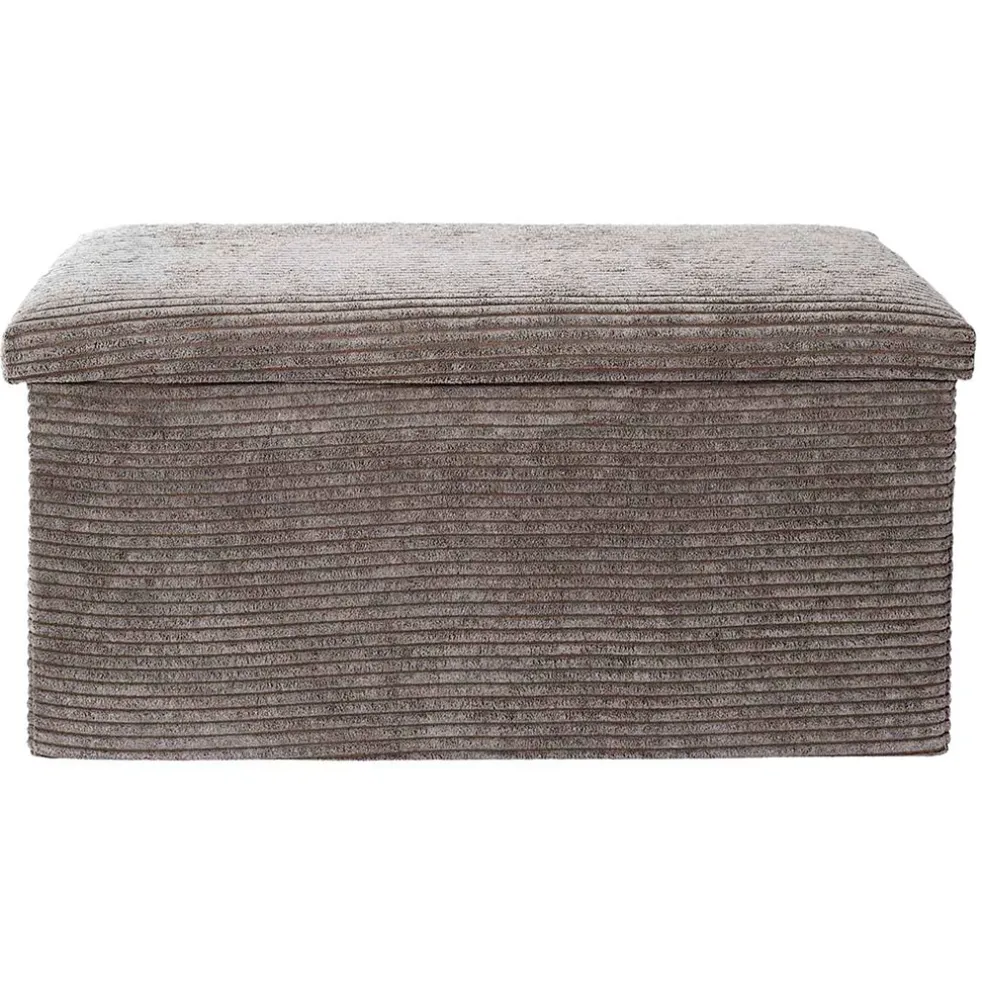 Banc coffre pliable en tissu côtelé taupe - Scarlett