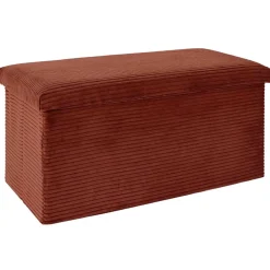 Banc coffre pliable en tissu côtelé terracotta - Scarlett
