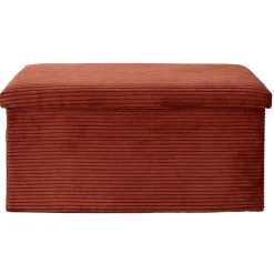 Banc coffre pliable en tissu côtelé terracotta - Scarlett