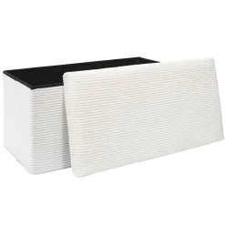 Banc coffre pliable en tissu côtelé beige - Scarlett