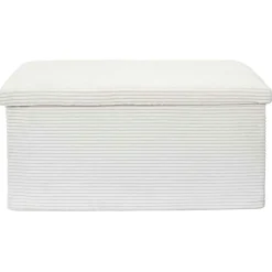 Banc coffre pliable en tissu côtelé beige - Scarlett