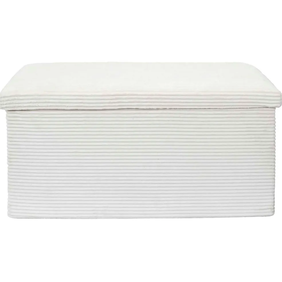 Banc coffre pliable en tissu côtelé beige - Scarlett