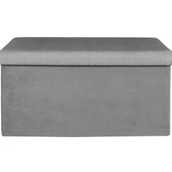 Banc coffre pliable en velours côtelé gris - Julia