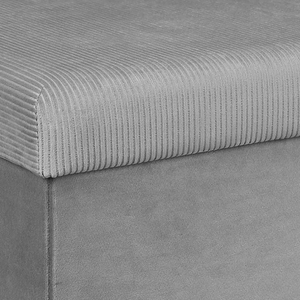 Banc coffre pliable en velours côtelé gris - Julia