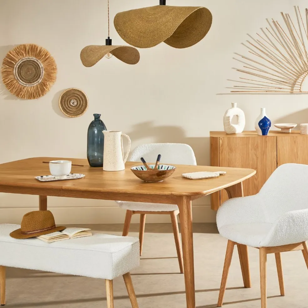 Banc en tissu bouclette ecru - Popy