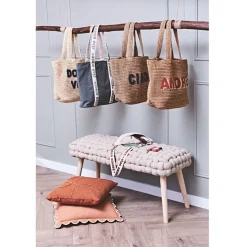 Banc naturel en tissu et pin - Element