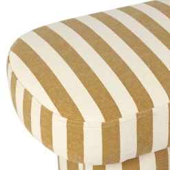 Banc rayé en coton camel et bois d'hévéa - Belly